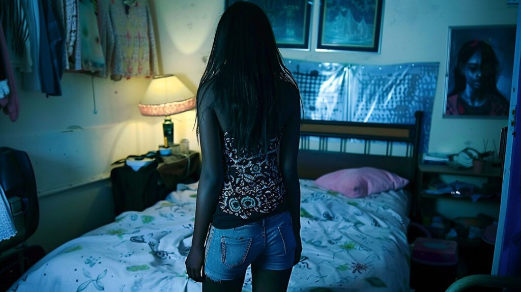 A Dubai sex worker in a bedroom in Dubai