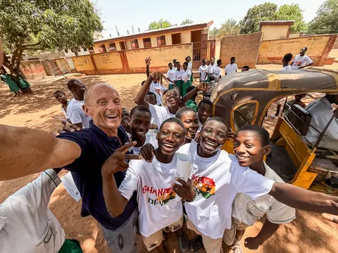 Angus with students at Darrul Haddis JHS Tamale, Ghana March 2025