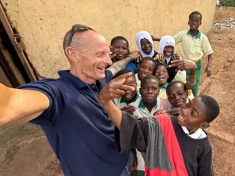 Angus with students at Darrul Haddis JHS Tamale, Ghana March 2025