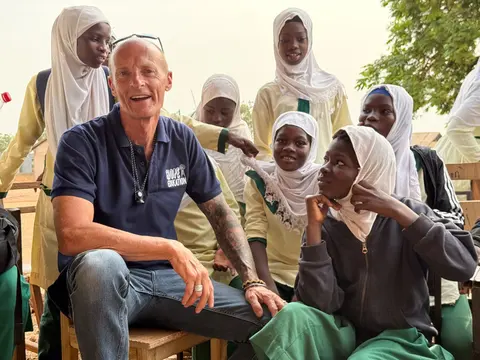 Angus with students at Darrul Haddis JHS Tamale, Ghana March 2025