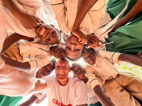 Angus with students at St Paul's JHS Tamale, Ghana March 2025