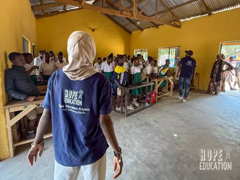 Mariama Adam Delivering Module 1 of the Hope Education Project human trafficking education program in Tamale, Ghana at St Paul's Junior High School