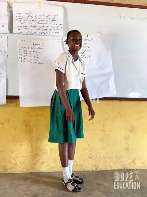 Students engaging in Module 1 of the Hope Education Project human trafficking education program in Tamale, Ghana