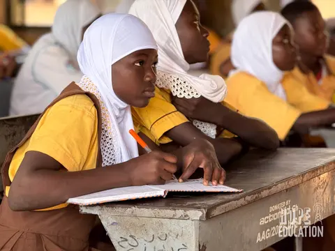 Students complete M&E for Module 1 of the Hope Education Project human trafficking education program in Tamale, Ghana