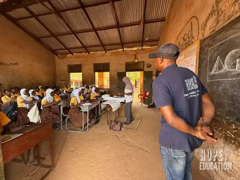 Delivering Module 1 of the Hope Education Project human trafficking education program in Tamale, Ghana