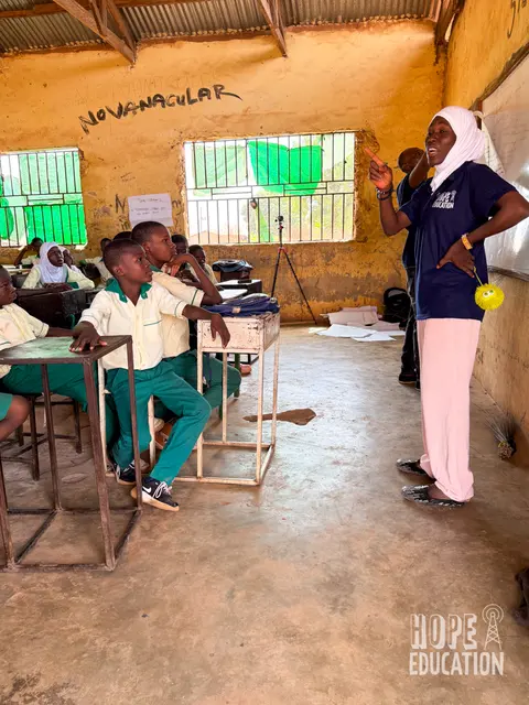 Pupils from Darrul Haddis School Tamale participating in Module 3 of the Hope Education Project human trafficking education program