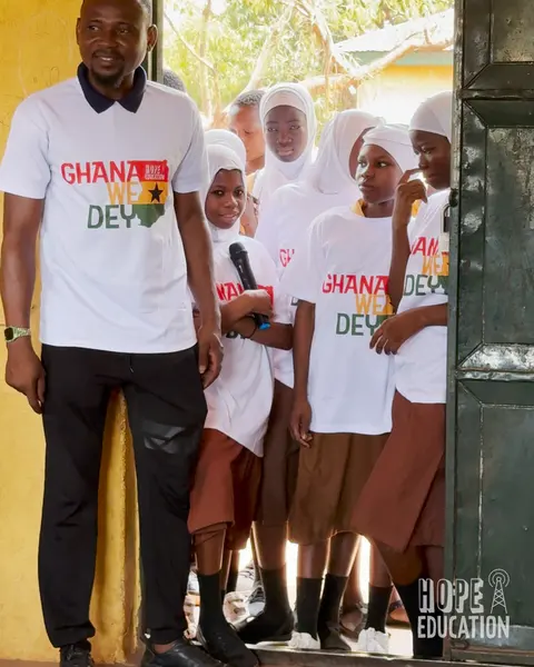 Students at Bagabaga Junior High School acting out the human trafficking drama as part of the hope education project human trafficking education program for Tamale, Ghana
