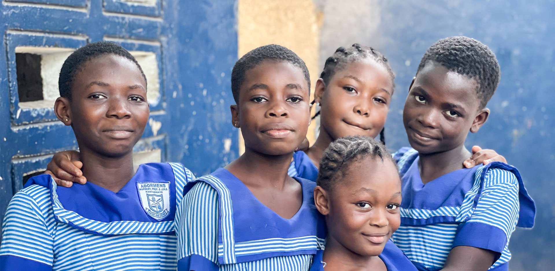 A group of school children in Agbogbloshie, Accra, Ghana, an area where human traffickers frequently prey on vulnerable populations